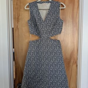 Tory Burch, Blue And White Linen Patterned Dress, Size 4